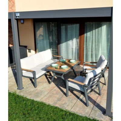 Jedálenský stôl na terasu hliník/teak grafit 138x80 cm