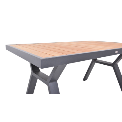 Jedálenský stôl na terasu hliník/teak grafit 138x80 cm