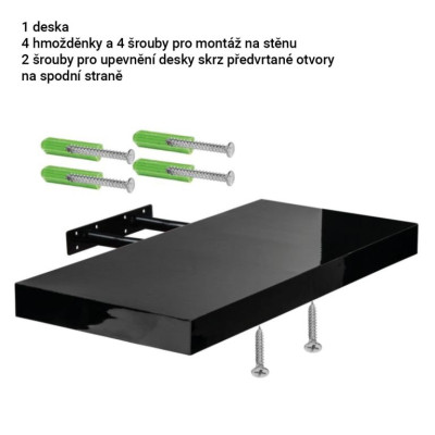 Stilista nástenná polica, sada 2 kusov, 70 cm, biela