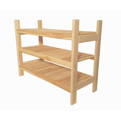 Drevený regál s 3 policami, rozmery 60 × 64 × 25 cm