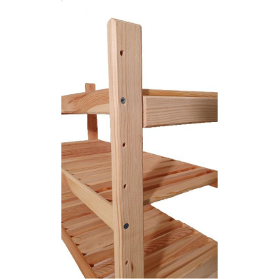 Drevený regál s 3 policami, rozmery 60 × 64 × 25 cm