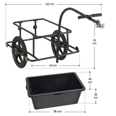 Prepravný príves za bicykel 90 l s plachtou, čierny