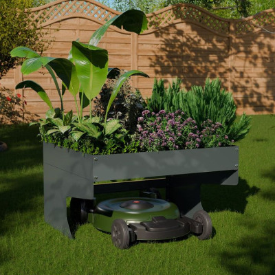 Garáž pre robotickú kosačku s kvetináčom, antracitová oceľ