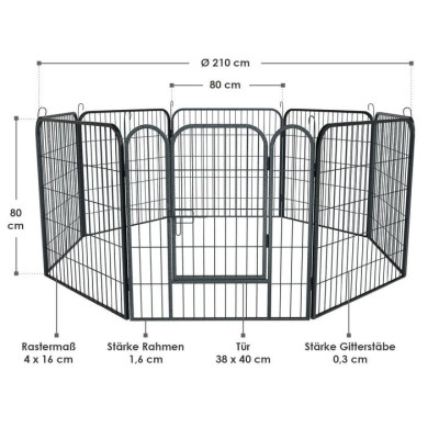Ohrádka pre šteňatá a malé zvieratá, oceľové, 160x160x60 cm,
