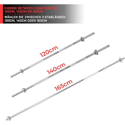 Physionics činková chrómovaná tyč, 140cm + hviezdicové zámky