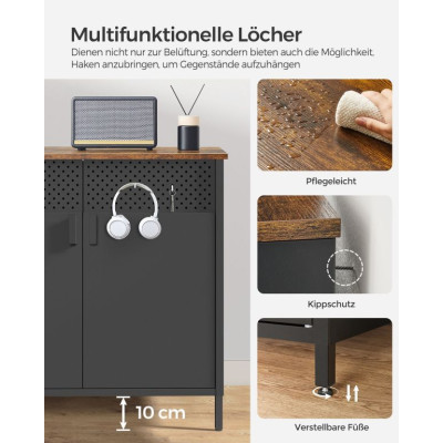 Skrinka s dvierkami a policou, hnedo-čierna, 80×40×76 cm