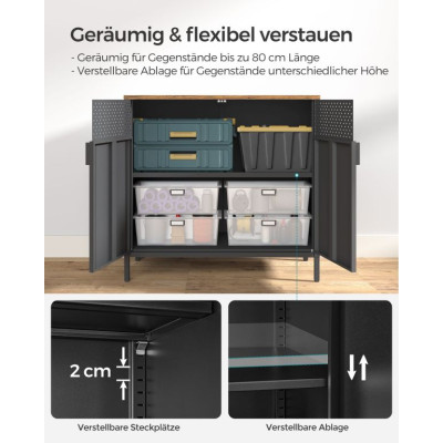 Skrinka s dvierkami a policou, hnedo-čierna, 80×40×76 cm