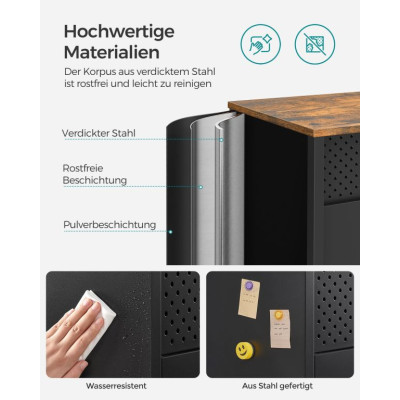 Skrinka s dvierkami a policou, hnedo-čierna, 80×40×76 cm