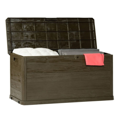 Záhradný plastový úložný box 280 l, imitácia dreva, hnedý