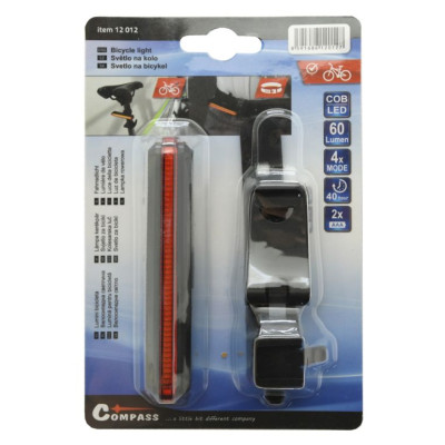 Zadné cyklistické svetlo COB LED, 60 lm, červené, 4 režimy