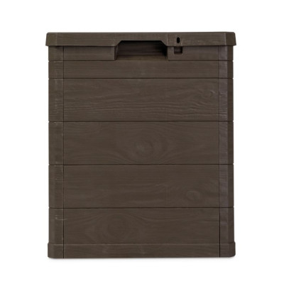 Záhradný plastový úložný box 90 l hnedý imitácia dreva
