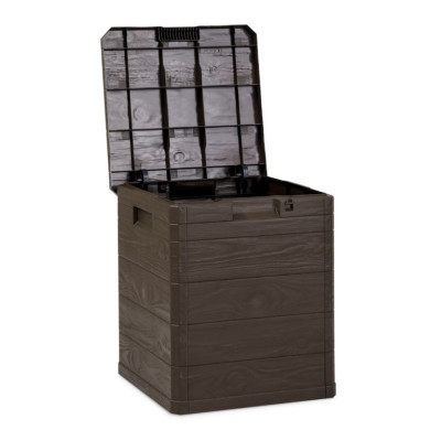 Záhradný plastový úložný box 90 l hnedý imitácia dreva