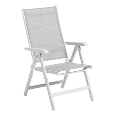 Záhradné polohovacie kreslo BASIC PLUS, biele/svetlošedé