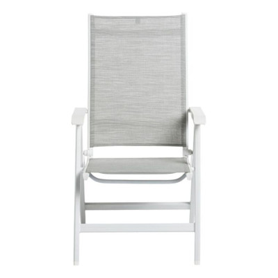 Záhradné polohovacie kreslo BASIC PLUS, biele/svetlošedé