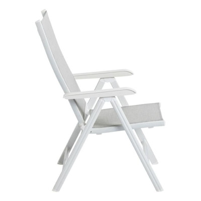 Záhradné polohovacie kreslo BASIC PLUS, biele/svetlošedé