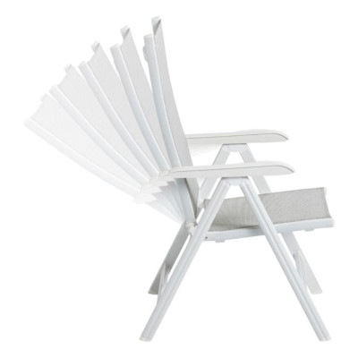 Záhradné polohovacie kreslo BASIC PLUS, biele/svetlošedé
