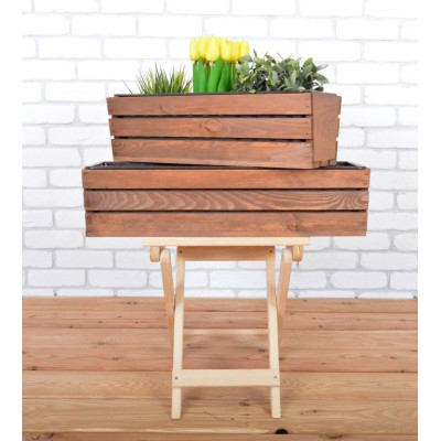 Drevený truhlík s plastovou vložkou 51 cm hnedý borovicový