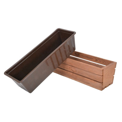 Drevený truhlík s plastovou vložkou 51 cm hnedý borovicový