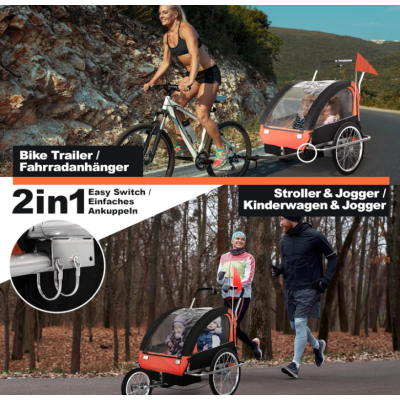 Jago príves za bicykel 2V1, oranžový