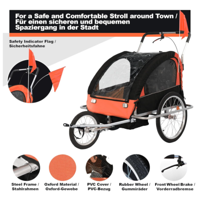 Jago príves za bicykel 2V1, oranžový