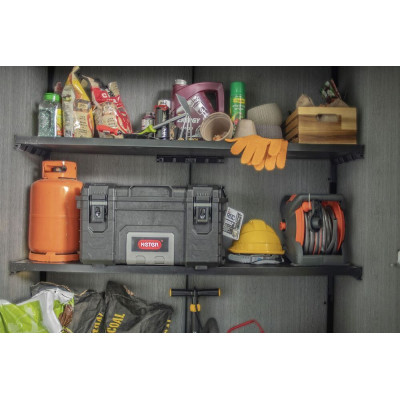 Záhradná skriňa EVOTECH 140x73x170 cm tmavošedá s policami