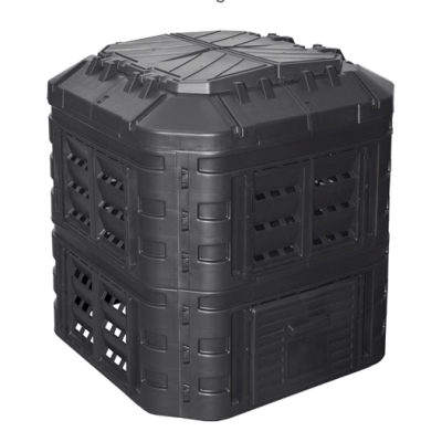 Záhradný plastový kompostér, 600 l, čierny