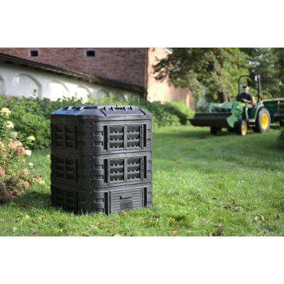 Záhradný plastový kompostér, 600 l, čierny