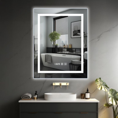 IREDA Kúpeľňové zrkadlo s LED osvetlením, 80 x 60 cm