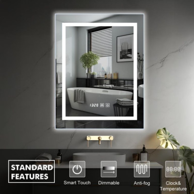 IREDA Kúpeľňové zrkadlo s LED osvetlením, 80 x 60 cm