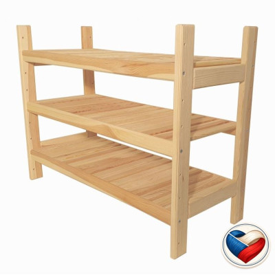 Drevený regál s 3 policami, rozmery 60 × 50 × 33 cm, česká