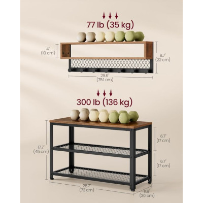 Predsieňová zostava s lavicou a botníkom, industriálny štýl