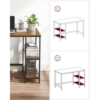 Pracovný stôl s policami, 100x50x75 cm, rustikálna hnedá