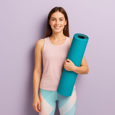 Fitness podložka na jogu 190 × 100 × 0,6 cm benzínovo modrá