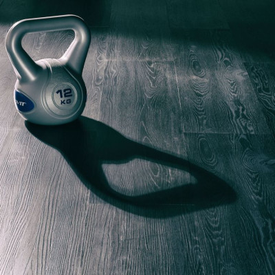 MOVIT Kettlebell činka - 12 kg, sivá/tmavomodrá