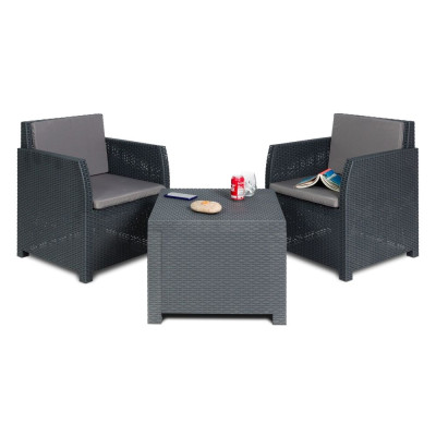 Záhradná plastová súprava DIANA 2 SEATER, grafitová