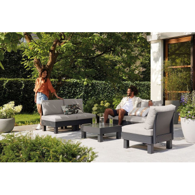 Záhradná plastová súprava ELEMENTS SIGNATURE, grafitová