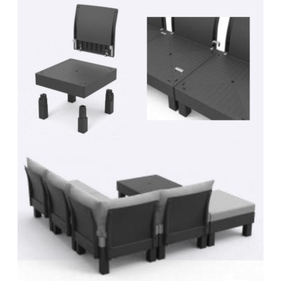 Záhradná plastová súprava ELEMENTS SIGNATURE, grafitová