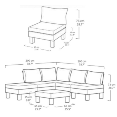 Záhradná plastová súprava ELEMENTS SIGNATURE, grafitová