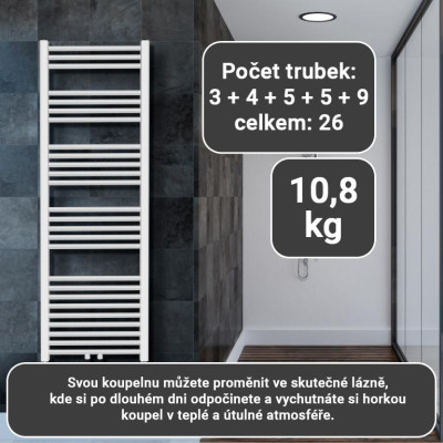 AQUAMARIN Vertikálny kúpeľňový radiátor, 1600 x 600 mm