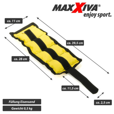 MAXXIVA záťažové manžety, 2 x 0,5 kg, žltá