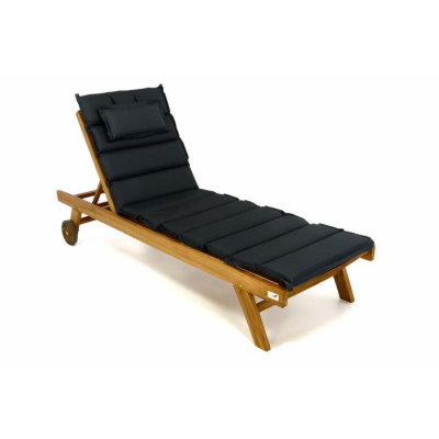 Záhradné lehátko z tíkového dreva + antracitové polstrovanie