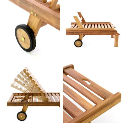 Záhradné lehátko z teakového dreva s polstrovaním