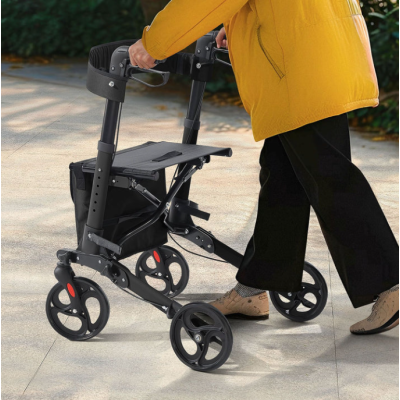 Skladacie hliníkové chodítko Vital, sedadlo a nákupnou taška