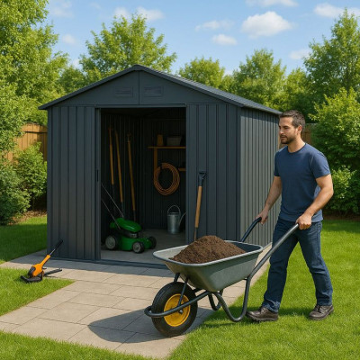 Kovový záhradný domček s posuvnými dverami 280 x 196 x 190 c