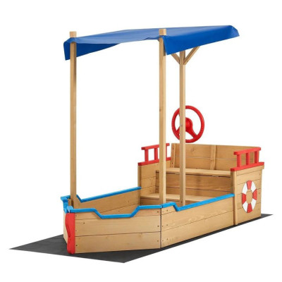 Drevené pieskovisko pirátska loď, 160 x 70 x 120 cm