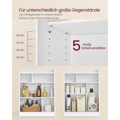 Úzka kúpeľňová skrinka s posuvnými dverami 60x20x80 cm biela