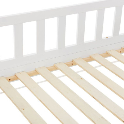 Detská posteľ 160x80, biela s roštom, zábranou a šuplíky