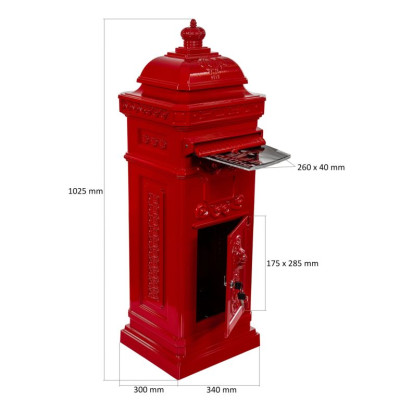 Poštová schránka starožitná antik - červená