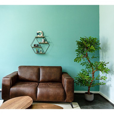 STILISTA Nástenná šesťhranná police, sv. drevo, 51x58x11 cm