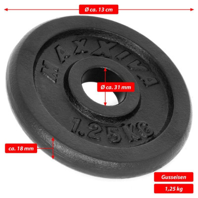 MAXXIVA Sada 4 závaží na činky celkom 5 kg, liatina, čierna